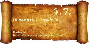 Humenszky Tamás névjegykártya